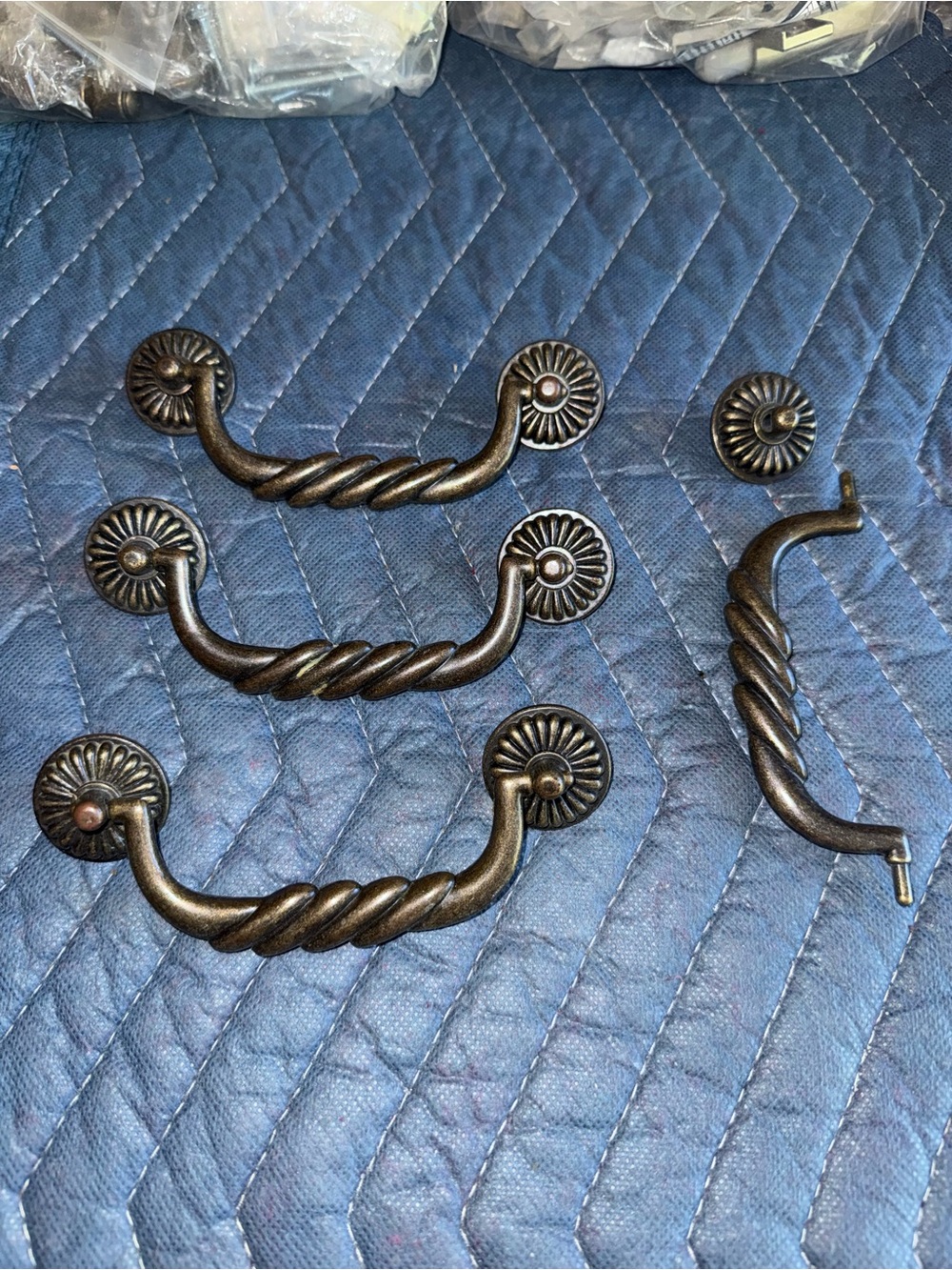 Decorative Twisted Metal Drawer Pulls - Antique Bronze Finish